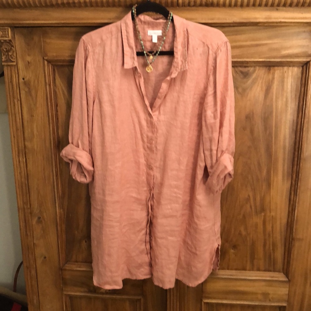 Garnet hill linen long shirt.
